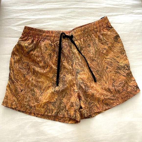 Everest Isles Luxury Swim Trunks – Marble PrintBrown & OrangeMen’s Medium